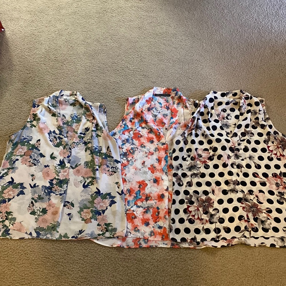 Set of three Rose and Olive sleeveless blouses. Size XL for all 3.